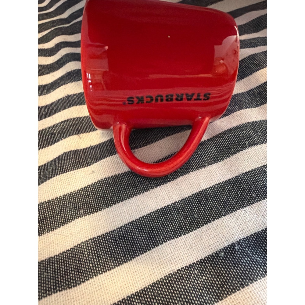 Starbucks 2018 Red Gold‎ Etched Star MINIATURE Coffee Mug Ceramic - Picture 2 of 3